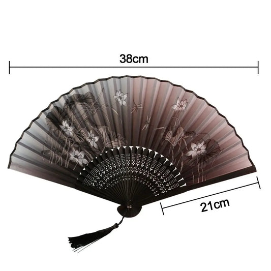 Éventail Pliant Chinois et Japonais en Bambou, Style Vintage, avec Pompon Coloré, Indépendant, pour Femme