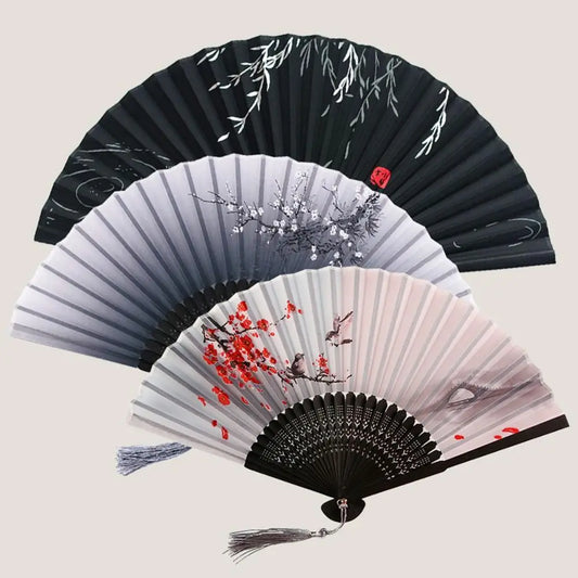 Éventail Pliant Chinois et Japonais en Bambou, Style Vintage, avec Pompon Coloré, Indépendant, pour Femme