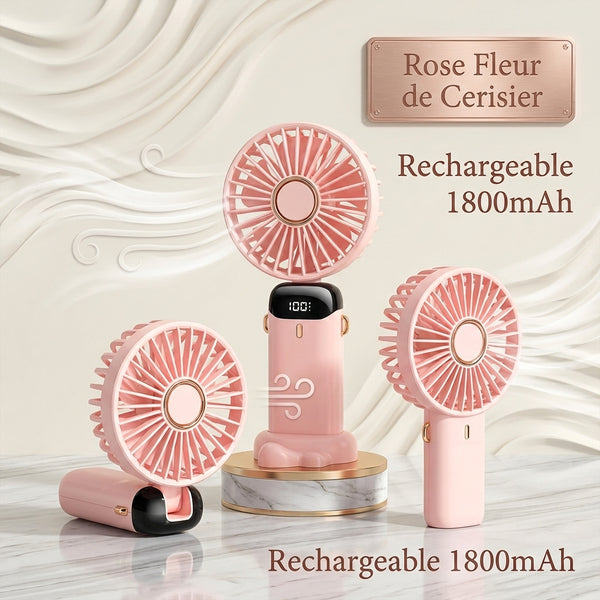 Mini Ventilateur de Cou Portable et Pliable - Rechargeable USB, Écran LED & Support Téléphone