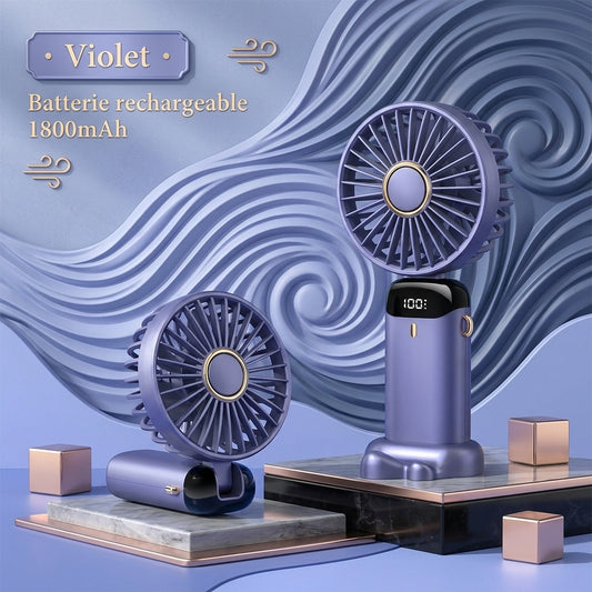 Mini Ventilateur de Cou Portable et Pliable - Rechargeable USB, Écran LED & Support Téléphone