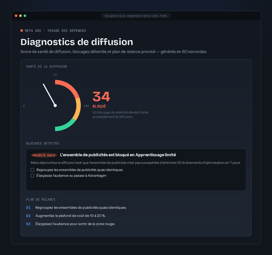 Diagnostic de Diffusion Meta Ads — Outil de Triage des Dépenses Publicitaires