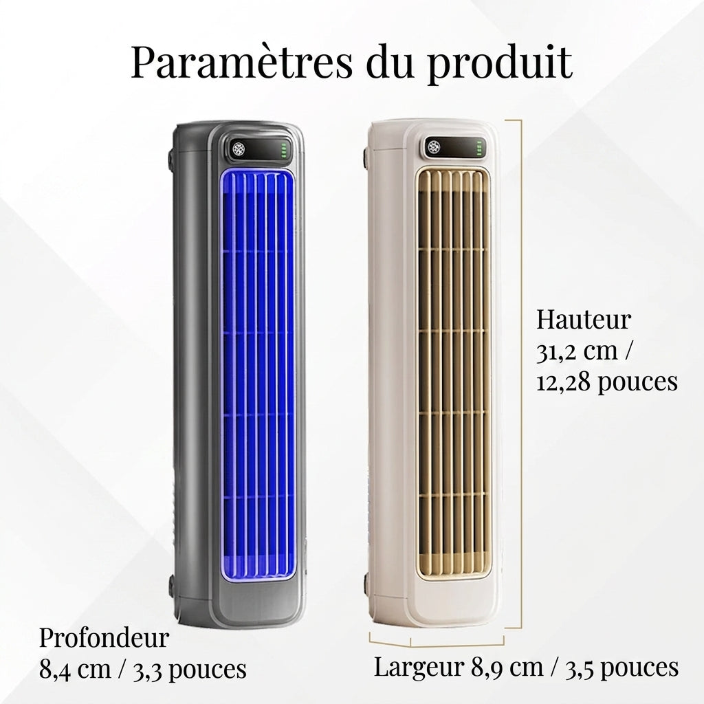 Ventilateur 2000 mAh Sans Pales Multi-Positions | Sans Fil, Silencieux & Rechargeable USB-C