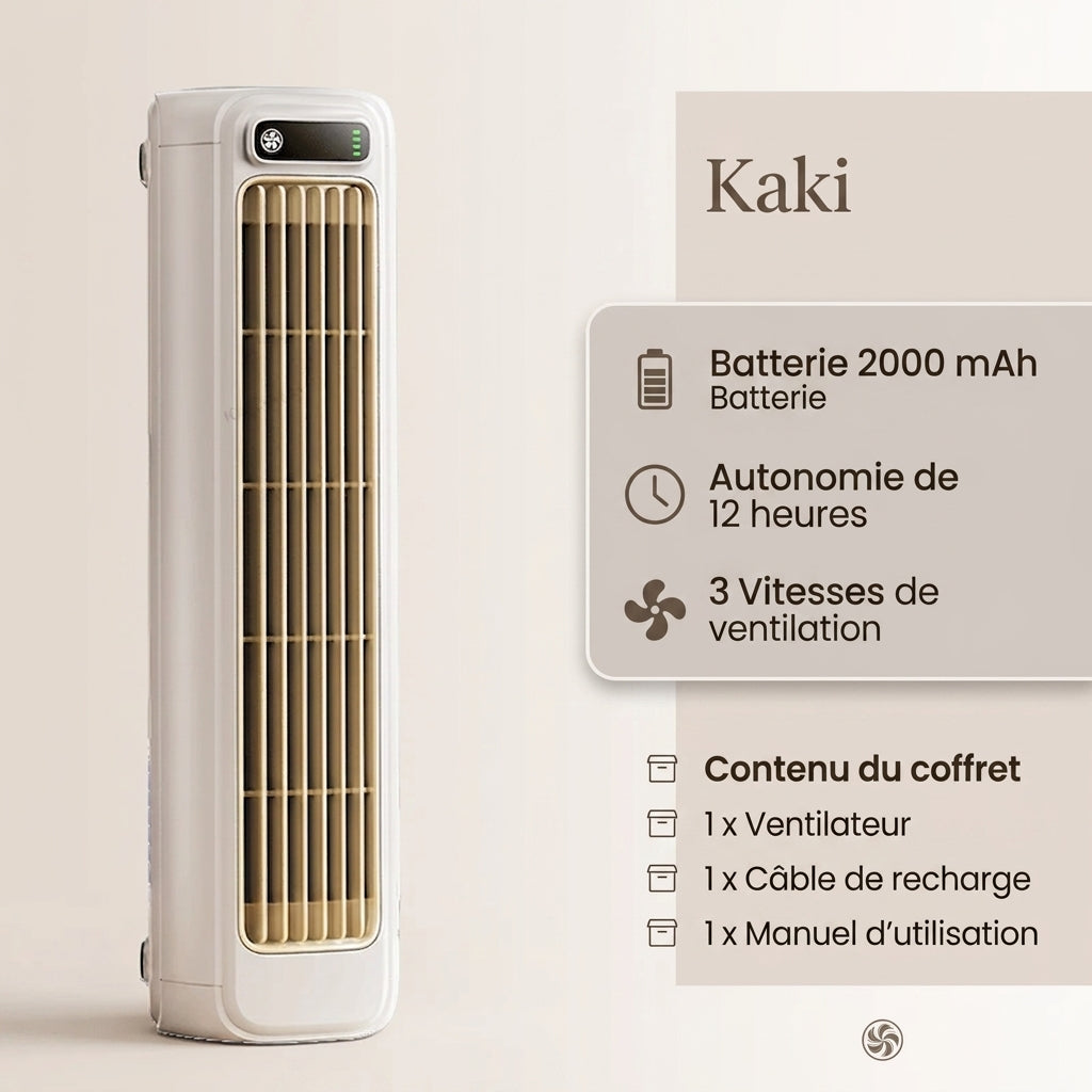 Ventilateur 2000 mAh Sans Pales Multi-Positions | Sans Fil, Silencieux & Rechargeable USB-C